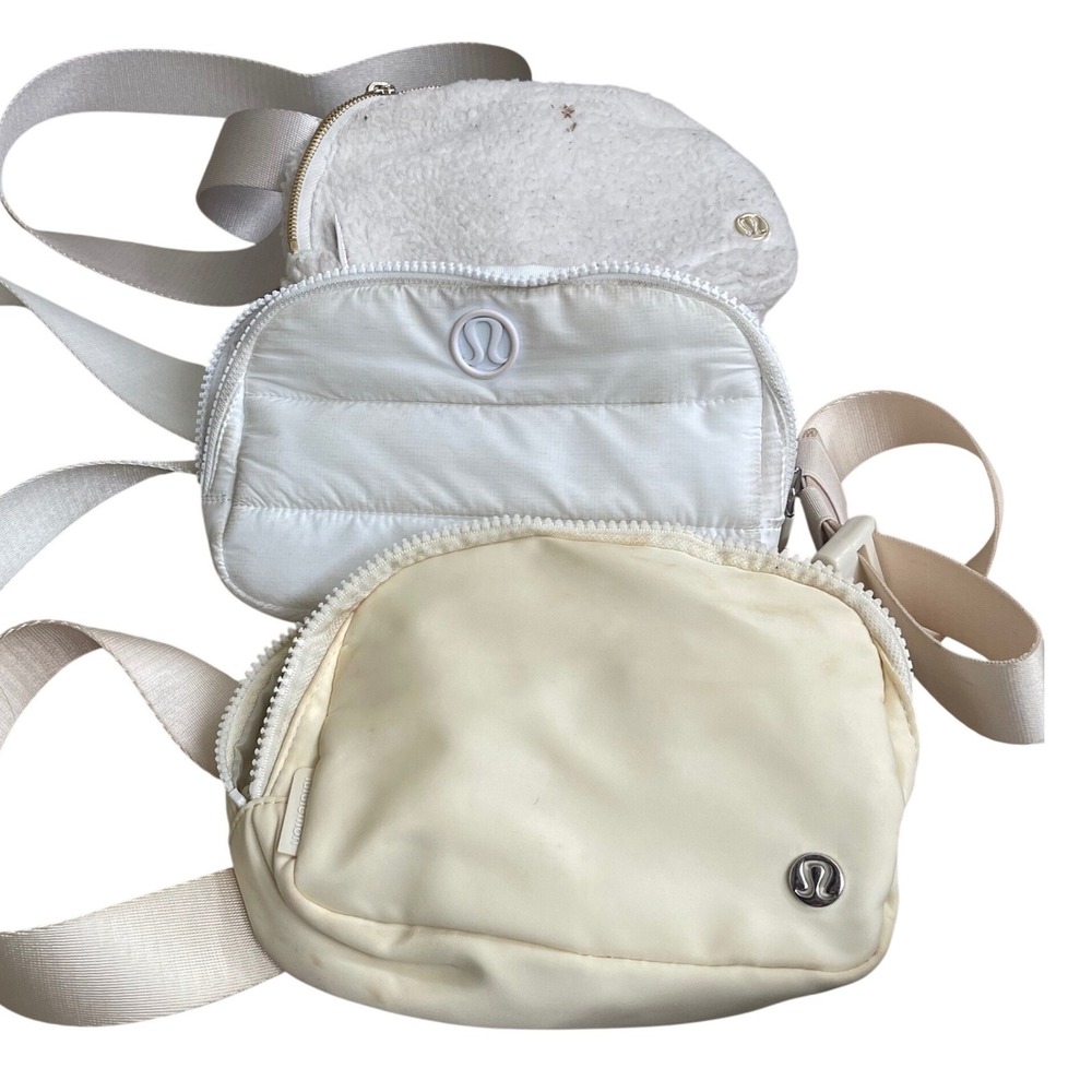 3/Lulemon Everywhere Belt Bag 1L Bundle 3 Pack White Fleece Puffer Cream Nylon